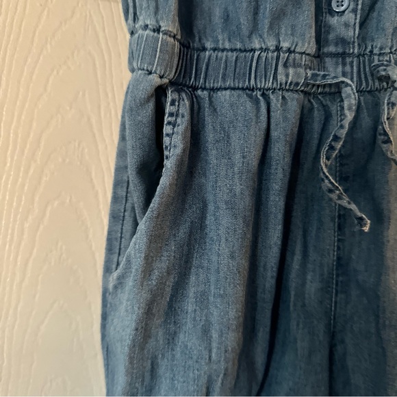 Gap Denim Girls Jumpsuit Size XL Regular Blue Pockets Cuffs Drawstring - Picture 5 of 10